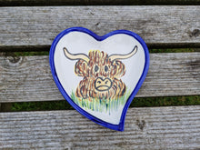 Load image into Gallery viewer, Heart Dish (curved) - Pringle the Highland Cow
