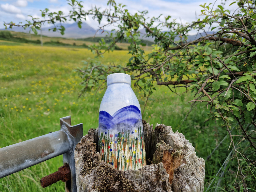 Milk Bottle Vase - Islay's Summer Landscape
